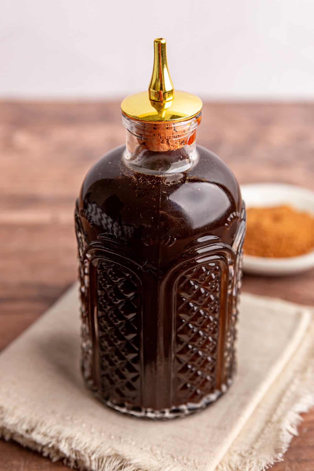 A jar of coconut sugar simple syrup.