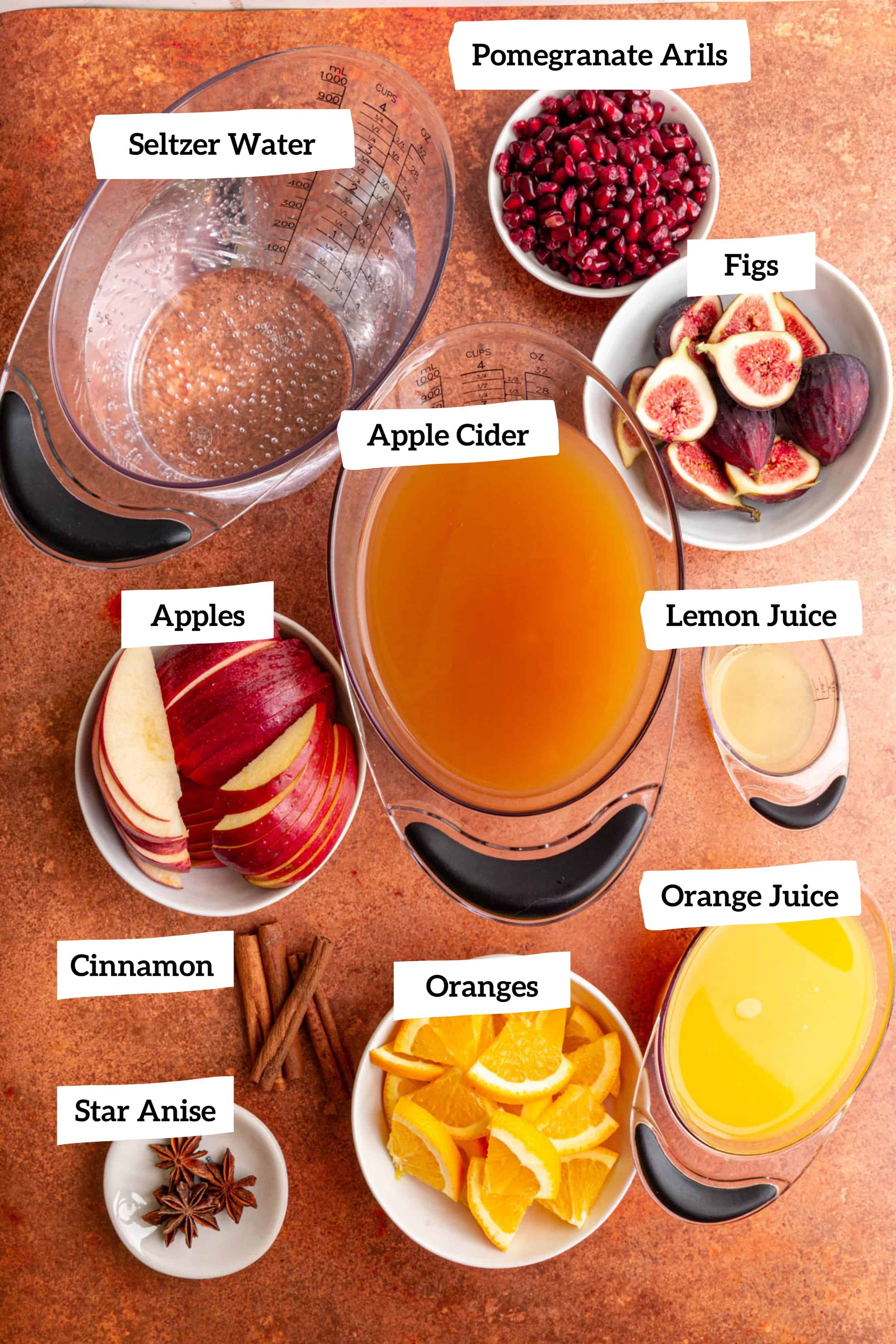 Fall apple cider sangria mocktail ingredients