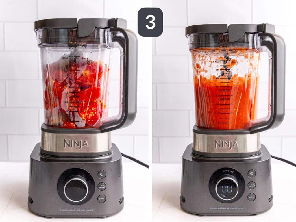 Roasted tomato pasta sauce step 3 - blend until smooth.