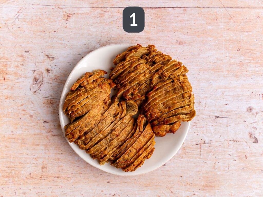 Vegan Chef Salad Step 1 - prepare the seitan.