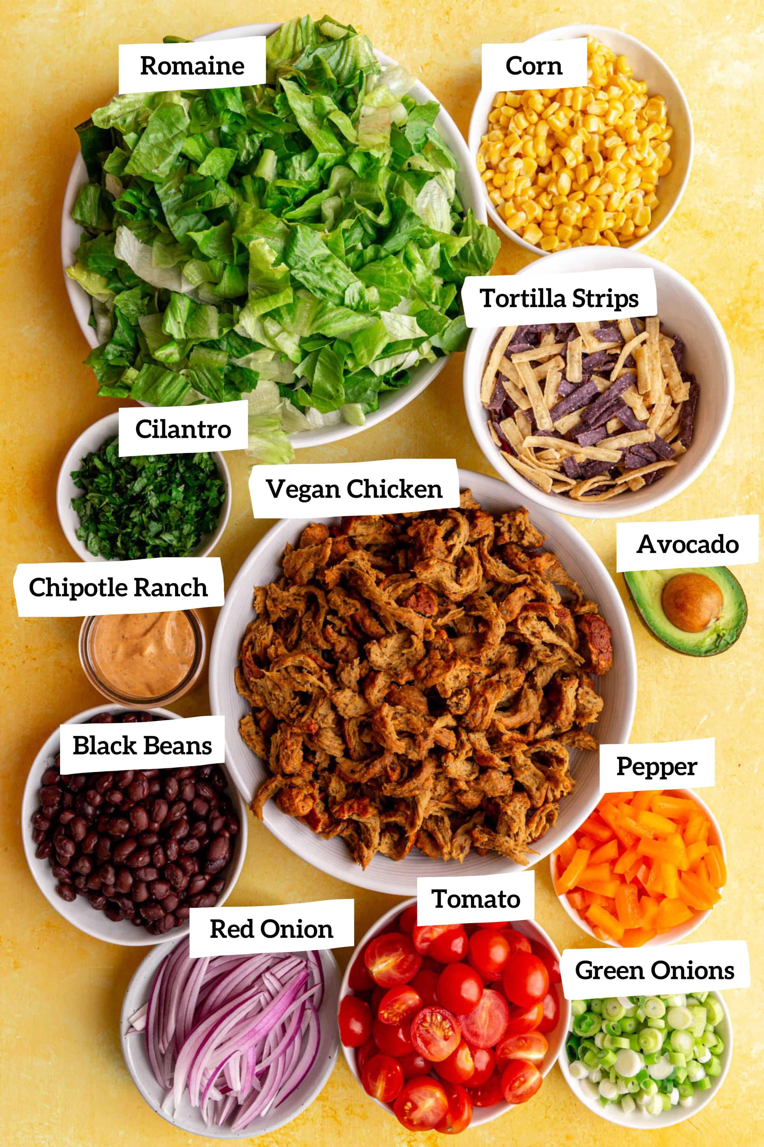 Vegan Southwest Salad Ingredients