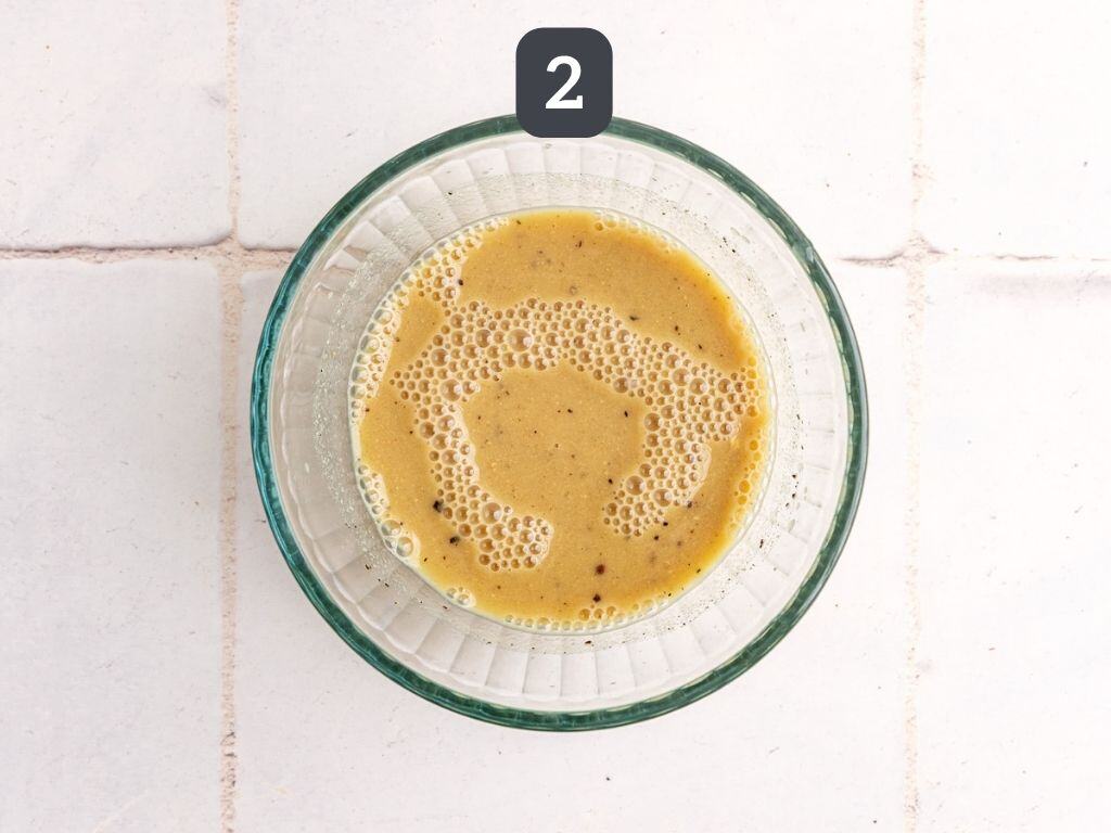 Vegan steak salad step 2 - mix the dressing ingredients.