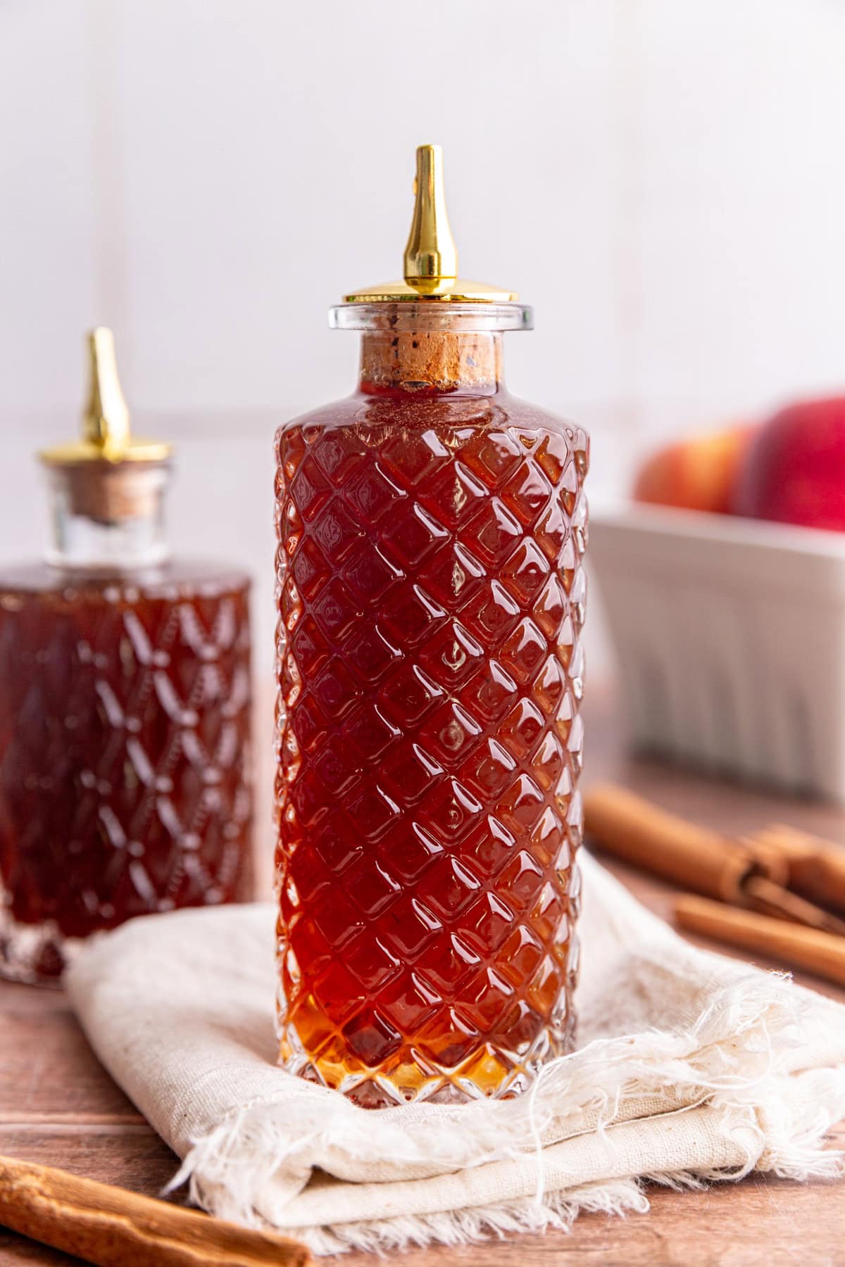 A bottle of brown sugar apple crisp syrup.