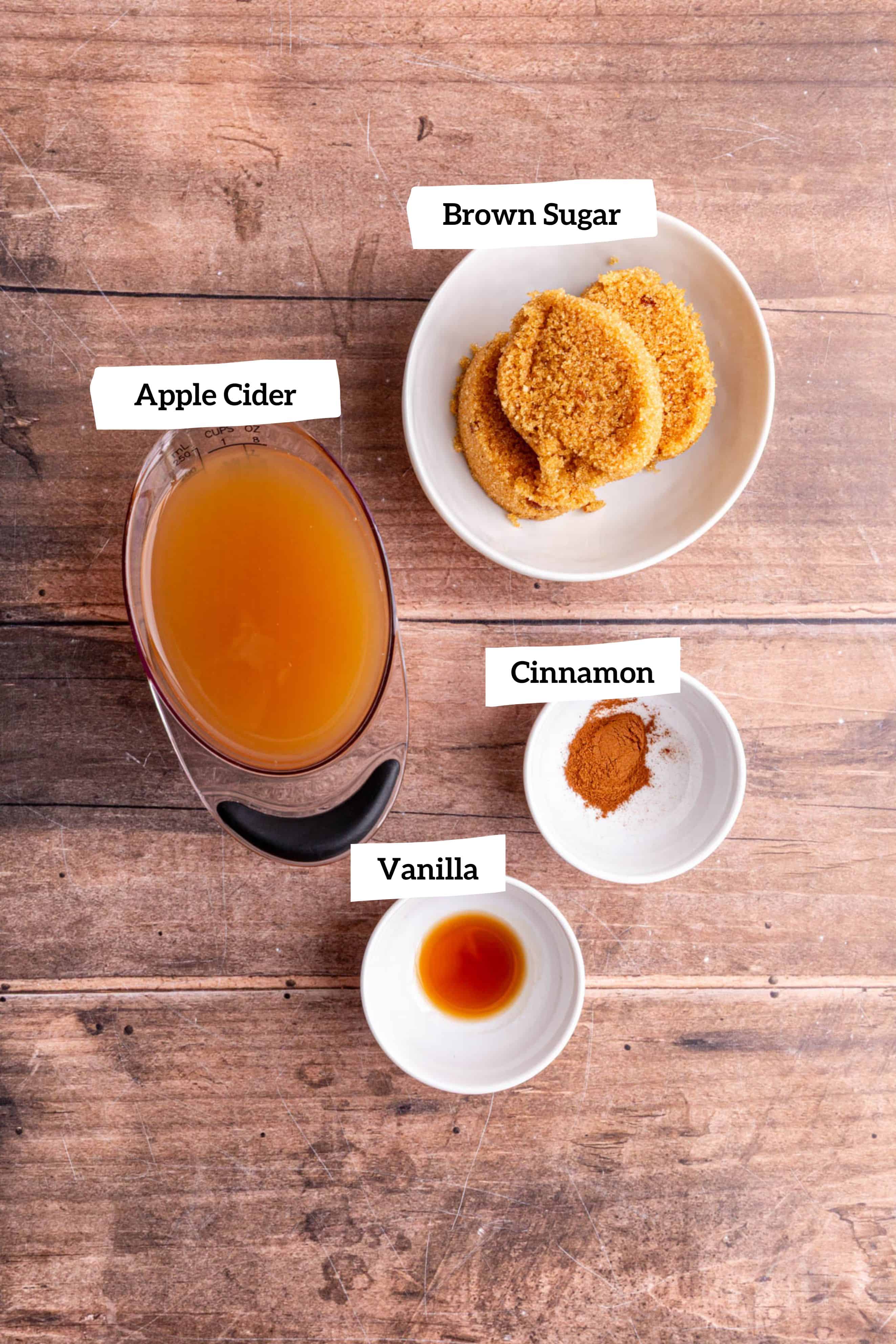 Brown sugar apple crisp syrup ingredients.