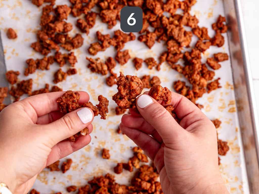 Seitan Chorizo Step 6 - break into pieces.