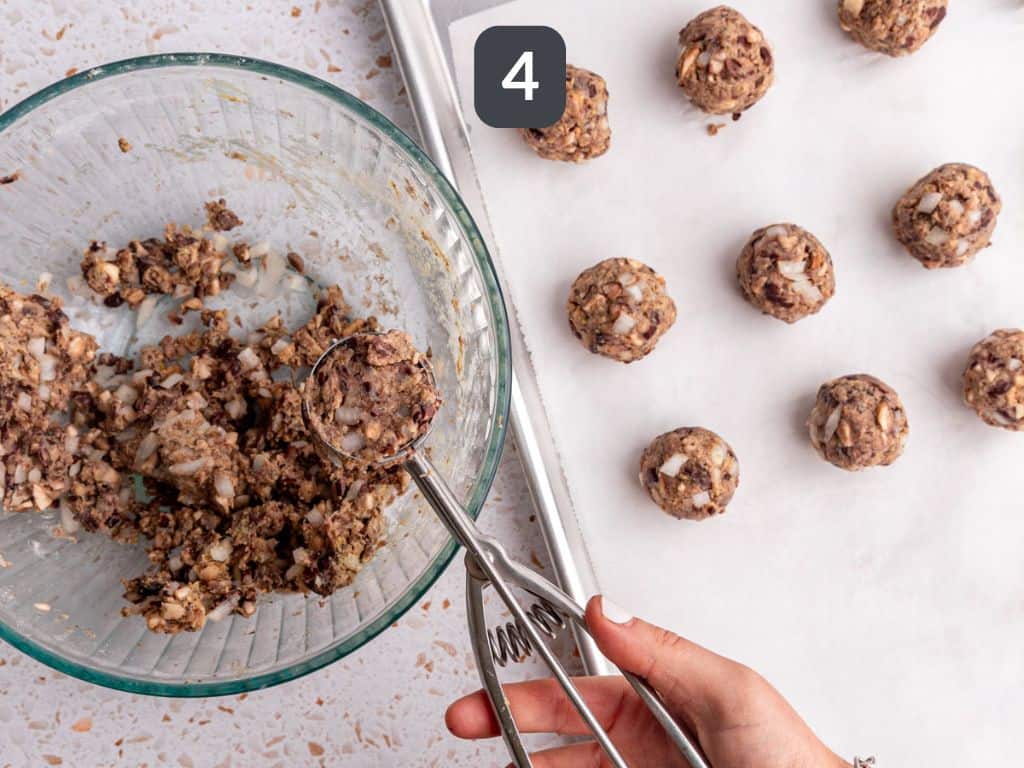 No Boil Seitan Meatballs Step 4 - shape into balls.