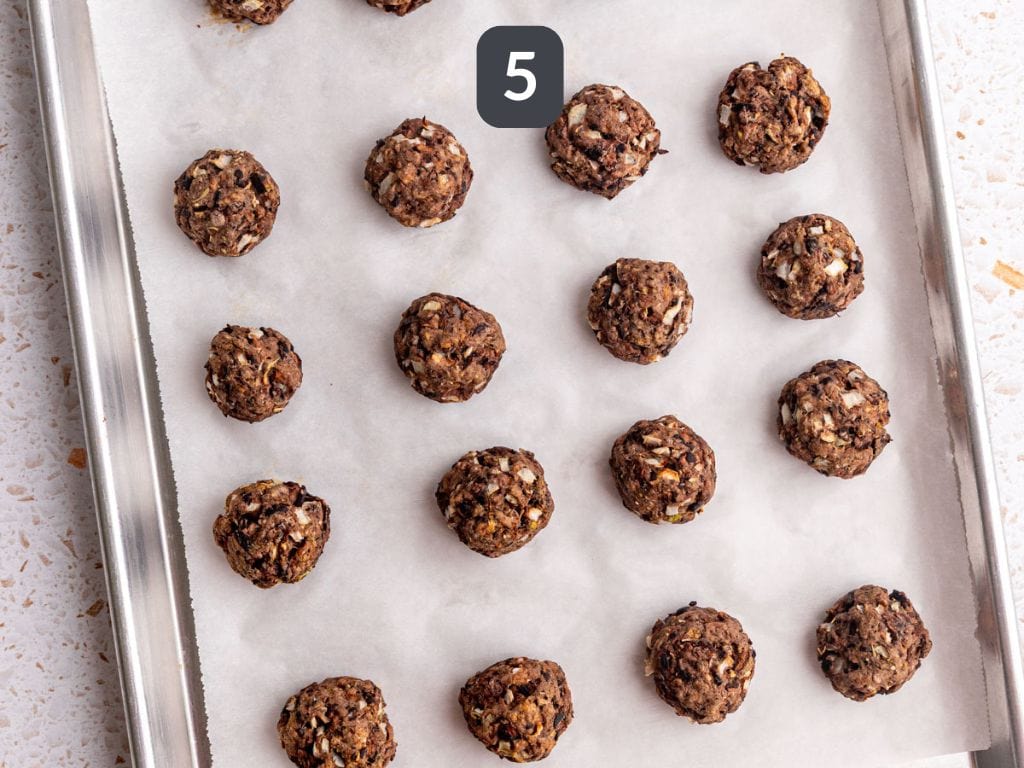 No Boil Seitan Meatballs Step 5 - bake.
