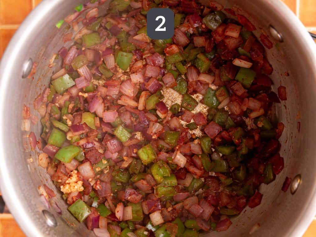 Vegan Southwest Soup Step 2 - add the spices.