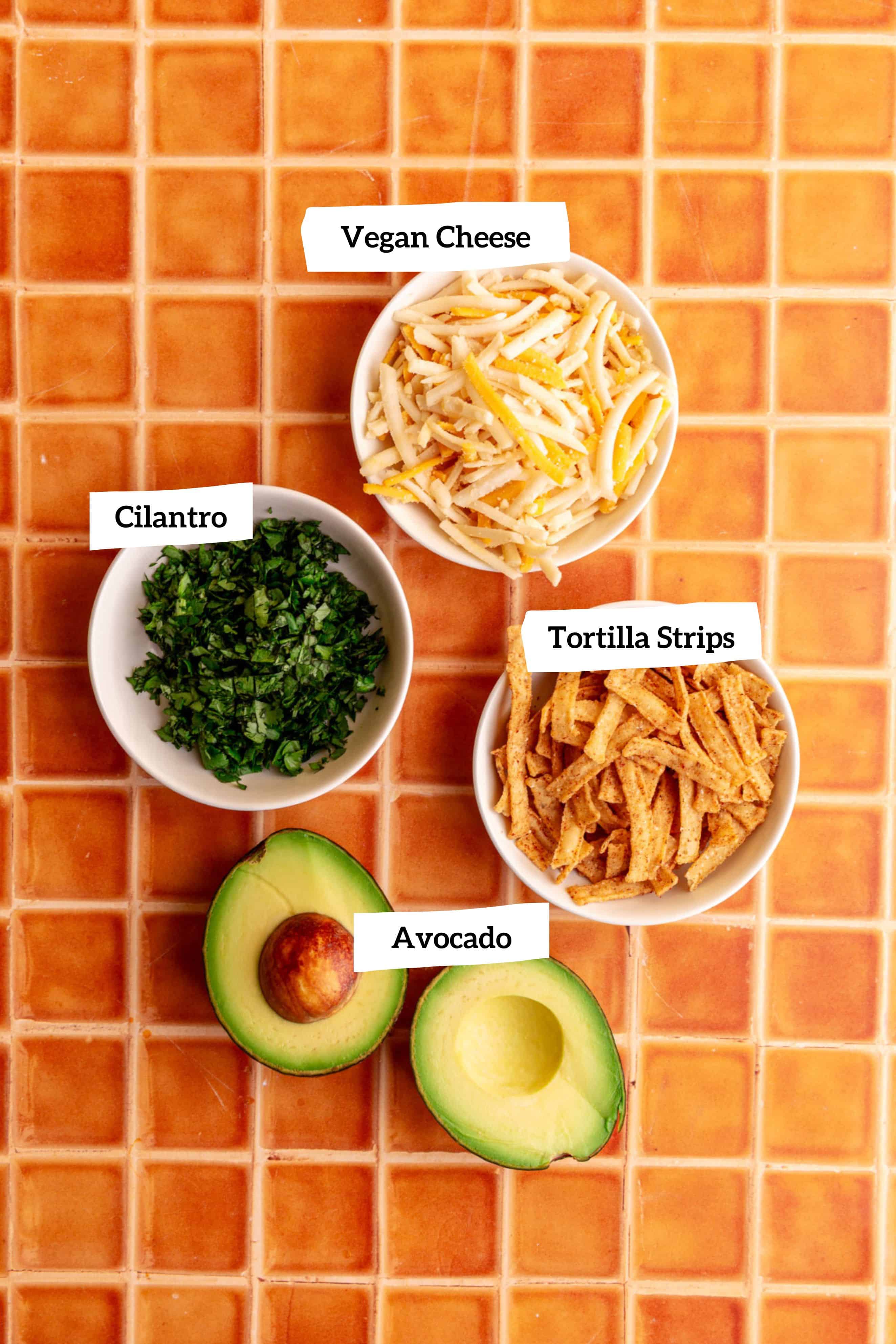 Vegan Southwest Soup toppings