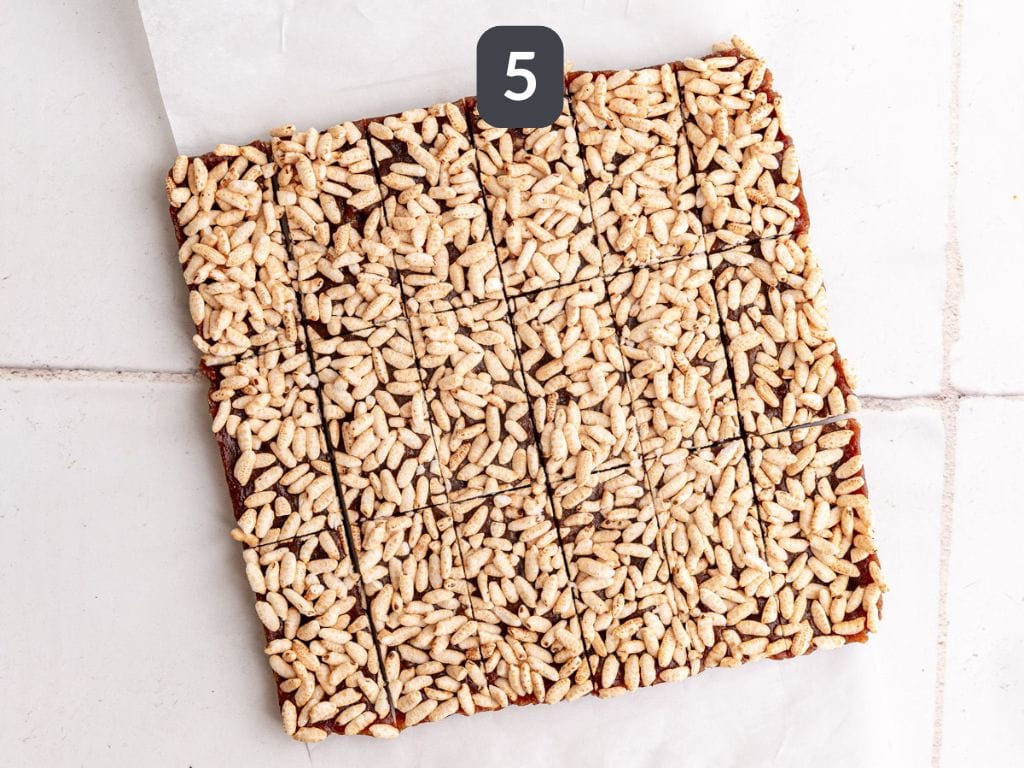 Vegan 100 Grand Bars Step 5 - cut into bars.