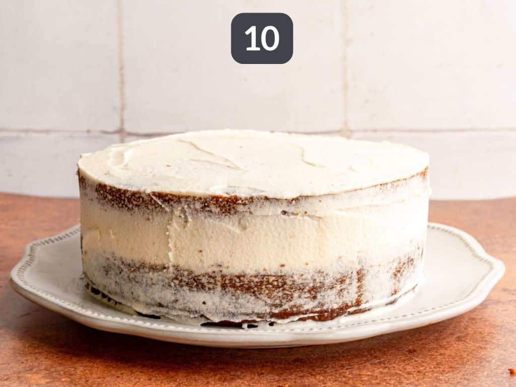 Vegan Carrot Cake Step 10 - crumb coat