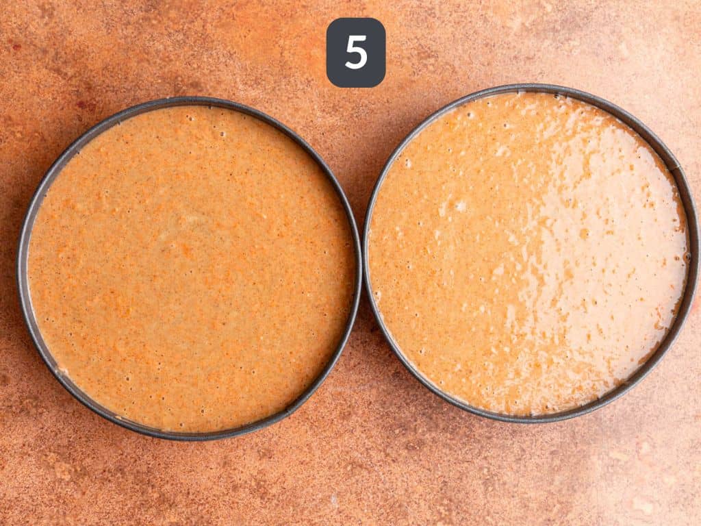 Vegan Carrot Cake Step 5 - divide into the pans