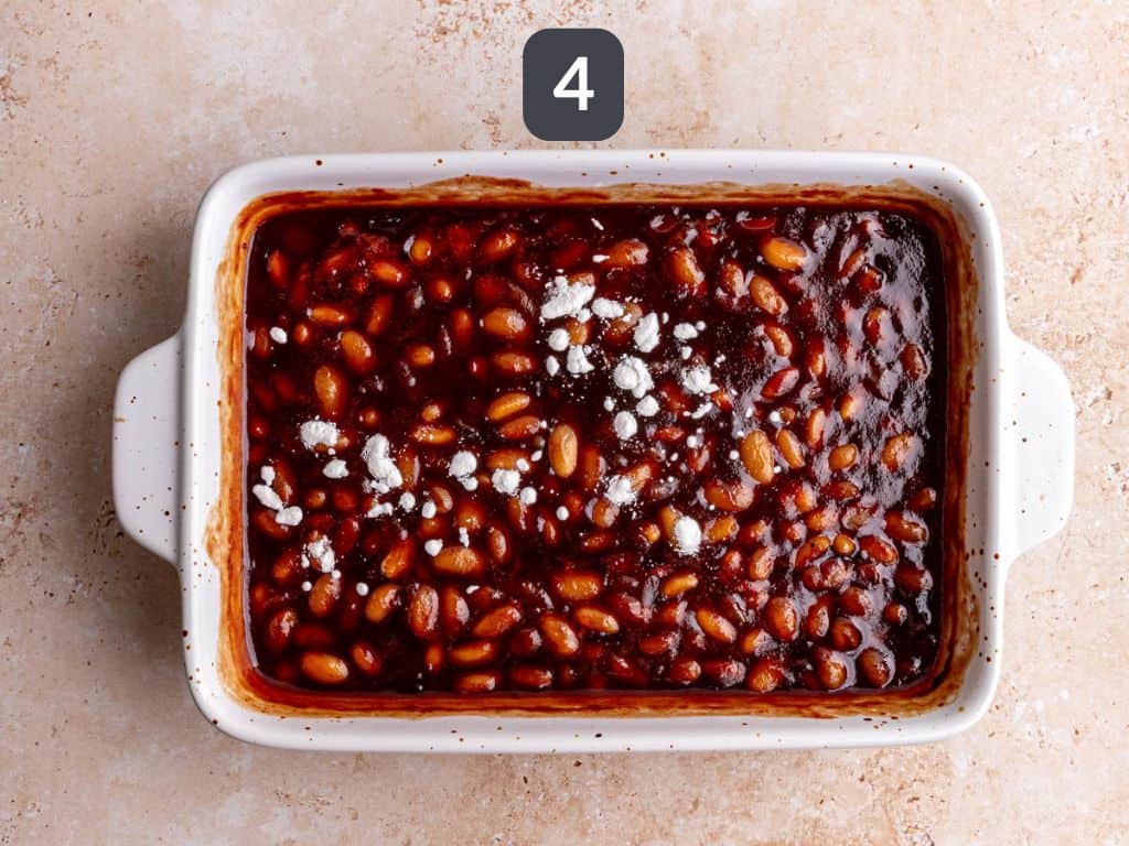 Cranberry BBQ Baked Beans Step 4 - stir in the cornstarch.