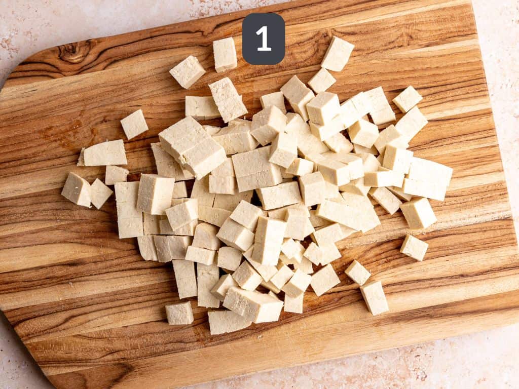 Cranberry Orange Tofu Step 1 - slice the tofu