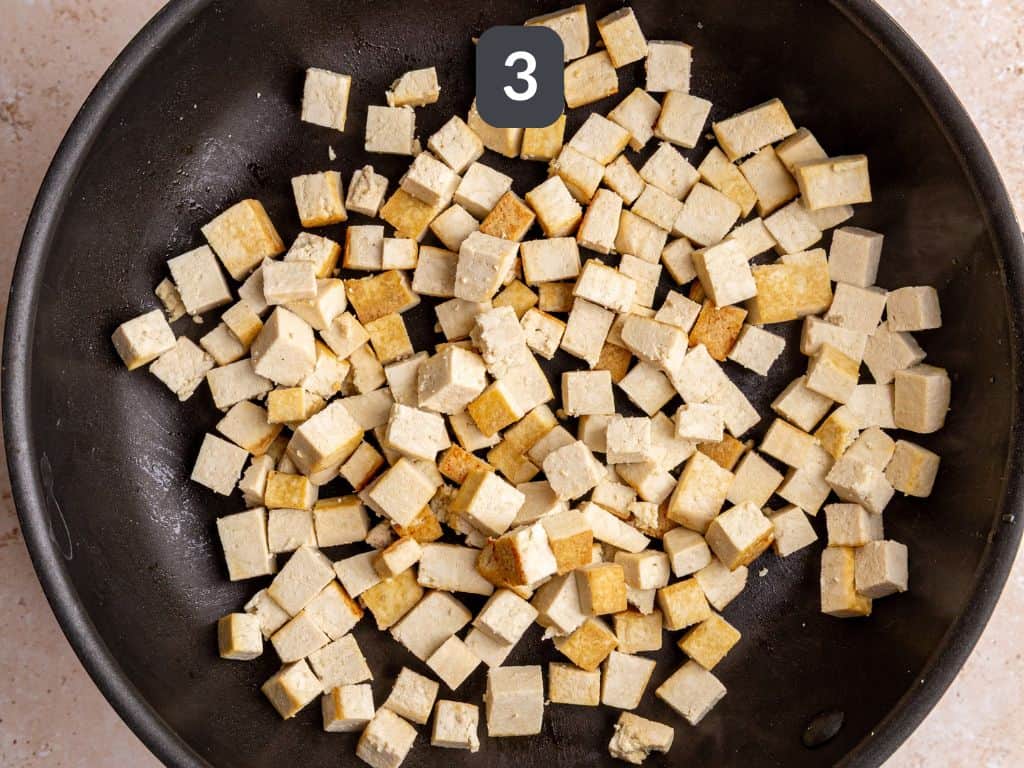 Cranberry Orange Tofu Step 3 - sauté the tofu