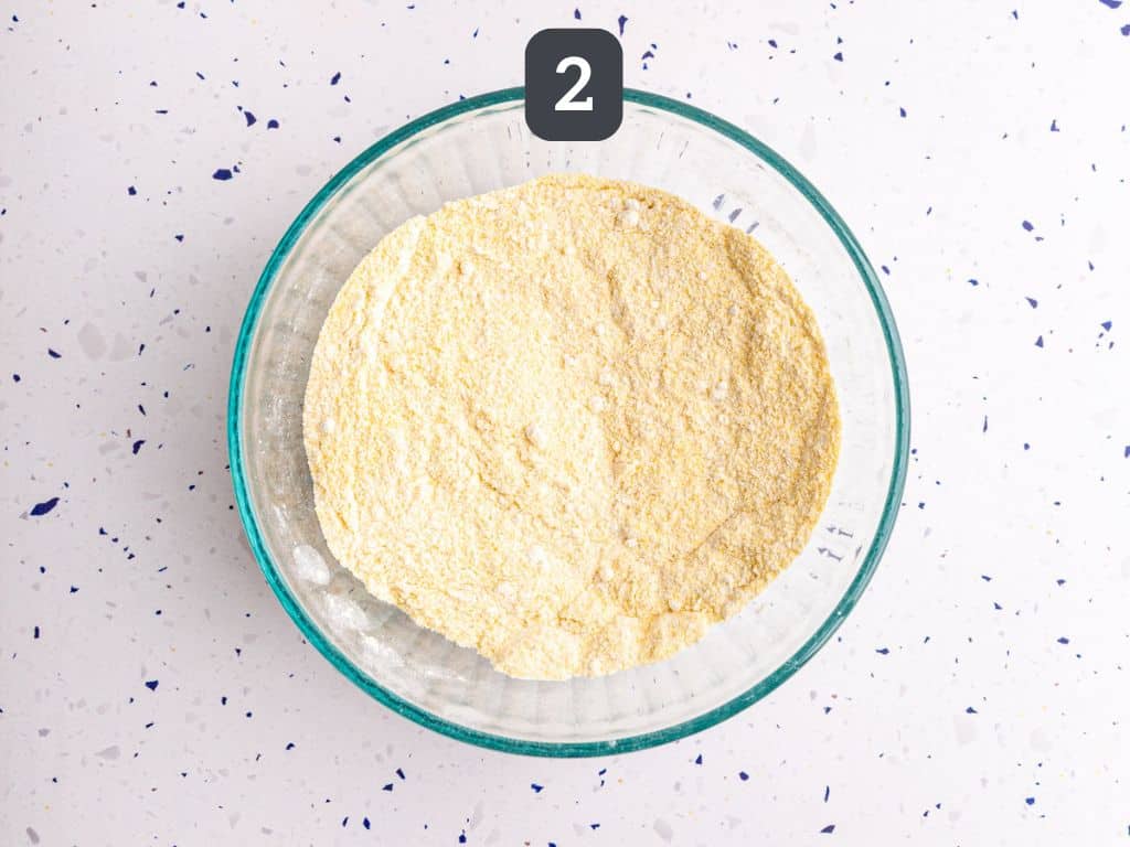 Vegan Cornbread Casserole Step 2 - mix the dry ingredients