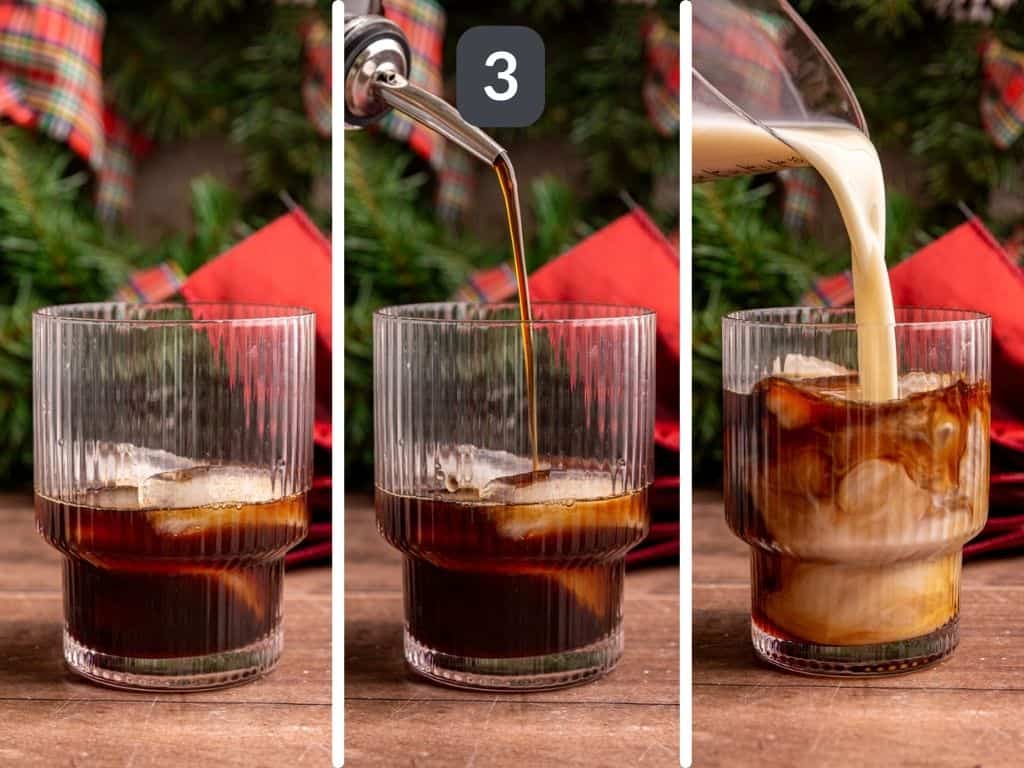 Vegan Gingerbread Latte Step 3 - add the espresso, syrup, and milk.