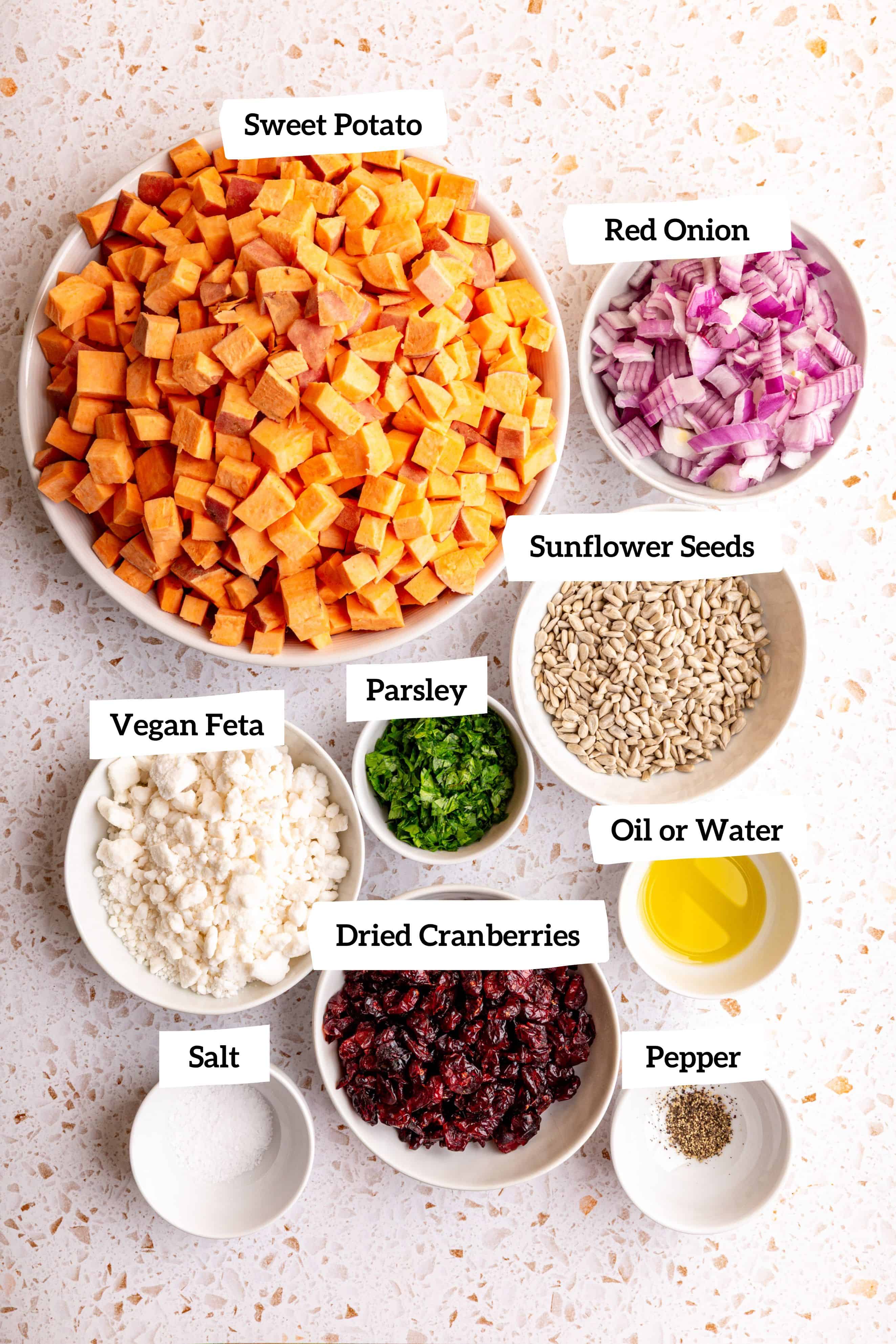 Vegan Roasted Sweet Potato Salad Ingredients