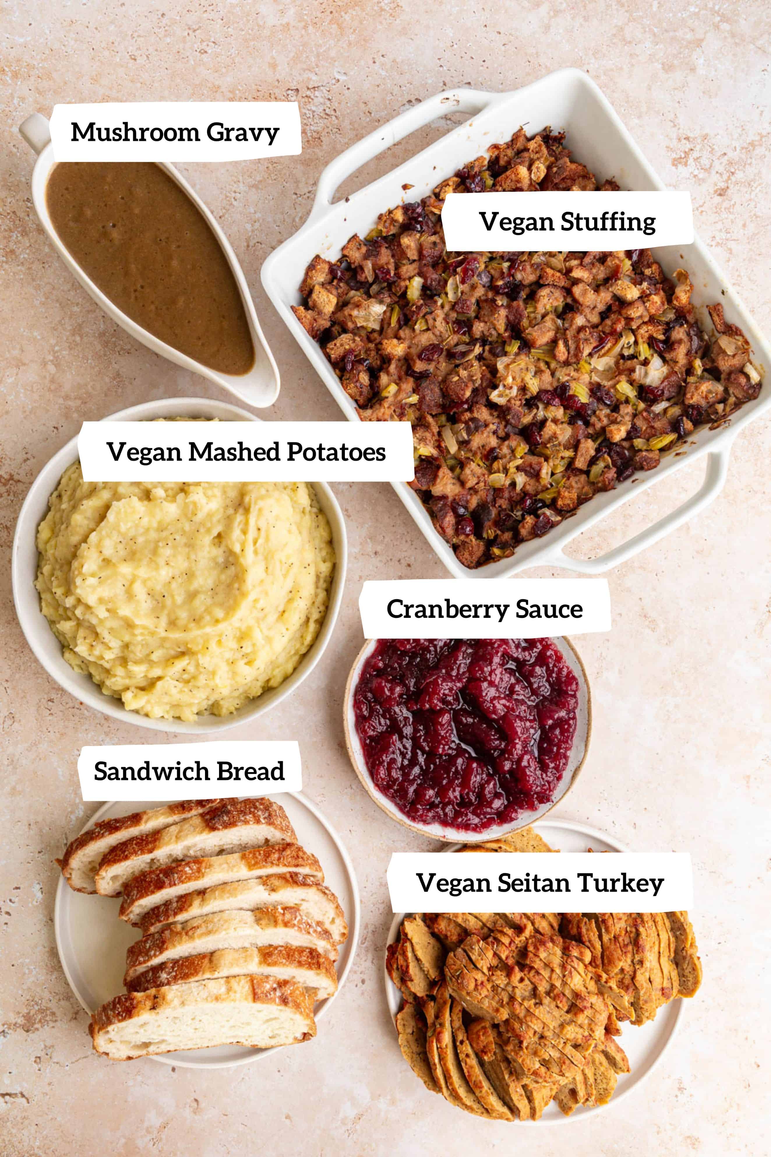 Vegan Thanksgiving Leftovers Sandwich Ingredients