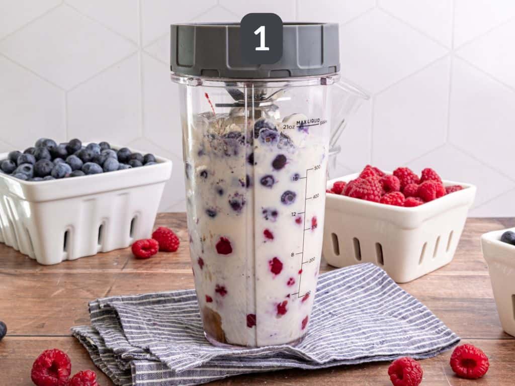 Blueberry Raspberry Smoothie Step 1 - add the ingredients to a blender