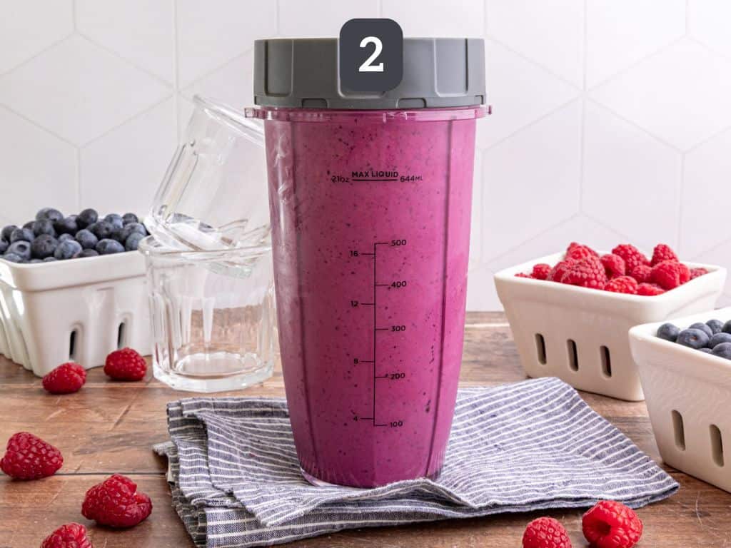 Blueberry Raspberry Smoothie Step 2 - blend.
