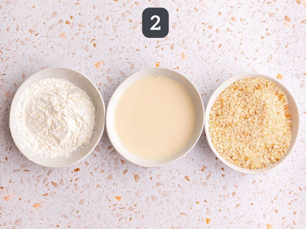 Buffalo Tofu Poppers Step 2 - prepare the breading.