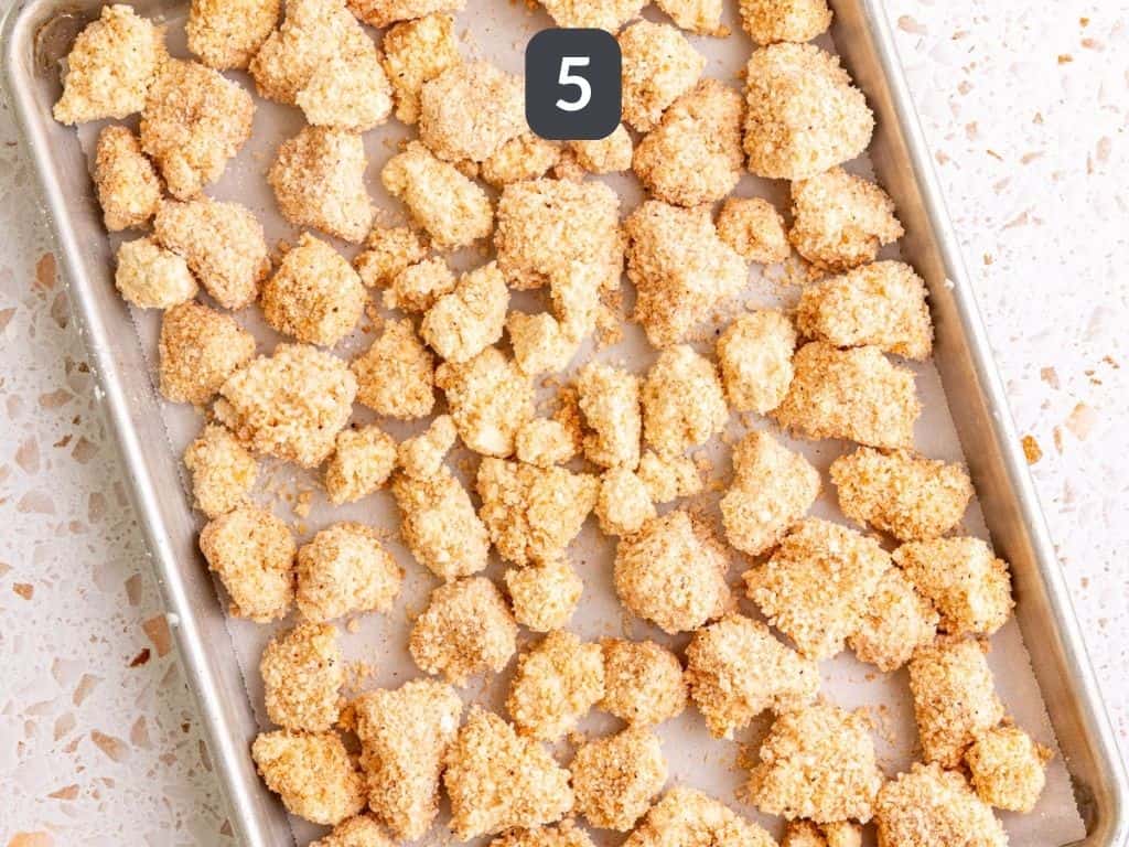Buffalo Tofu Poppers Step 5 - bake or air fry