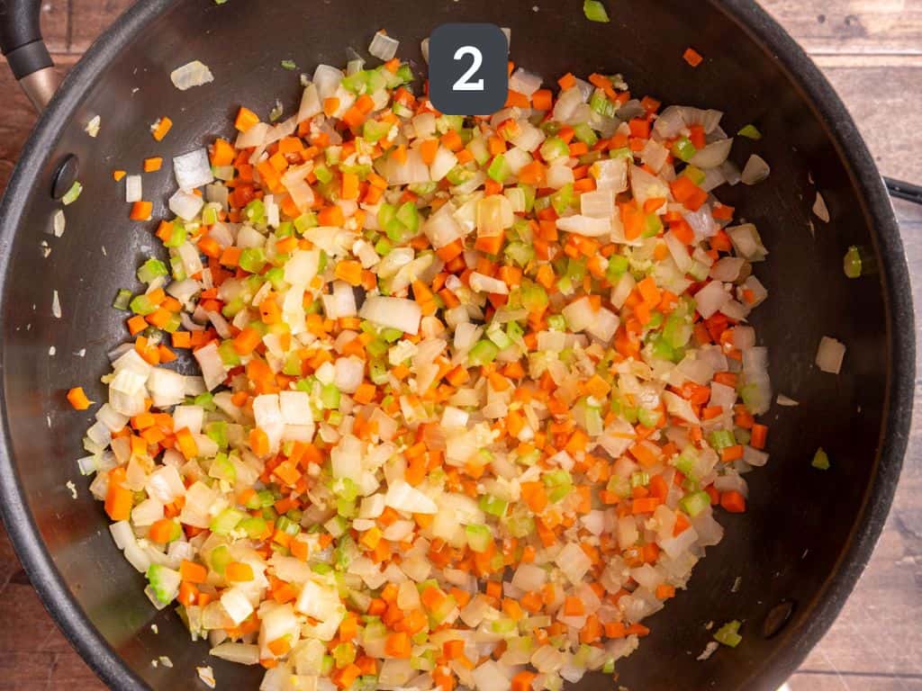 Lentil Quinoa Loaf Step 2 - cook the vegetables