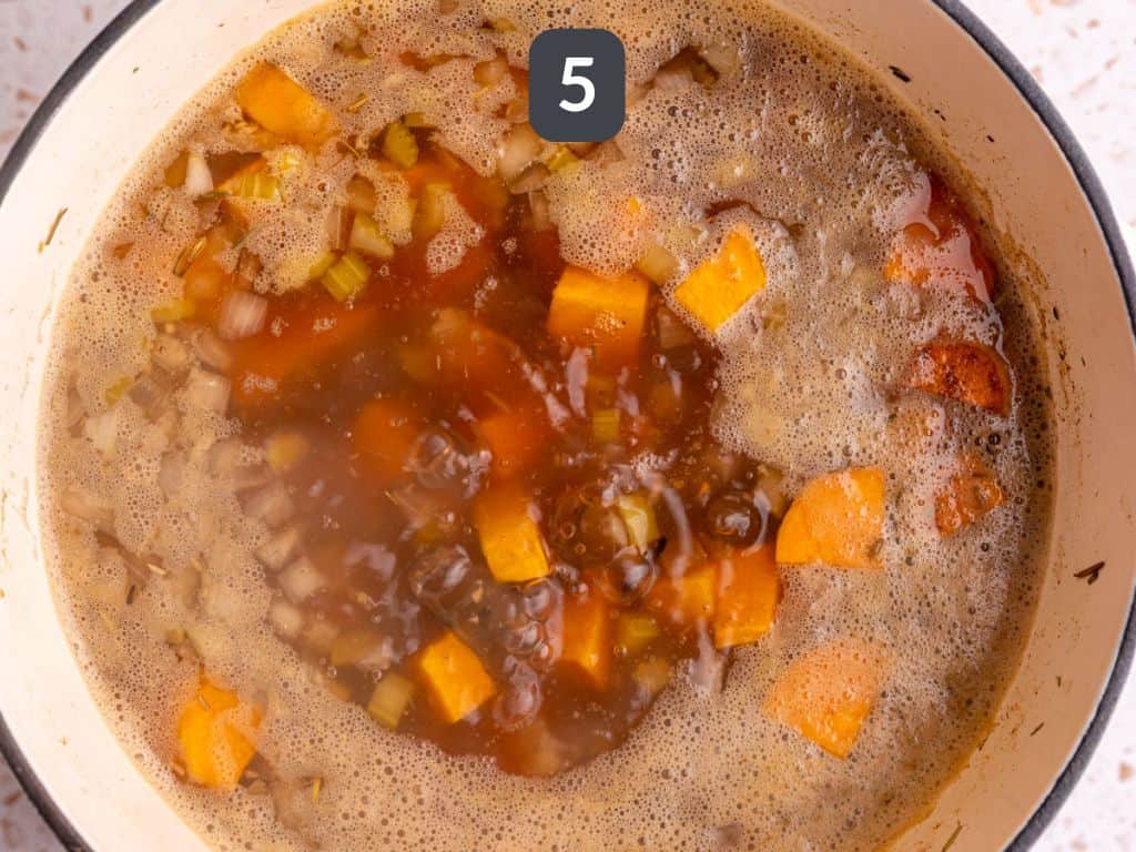 Sweet Potato Wild Rice Soup Step 5 - boil
