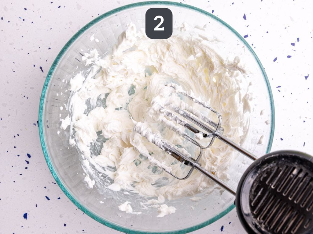 Vegan Stuffed Celery Step 2 - whip the cream cheese