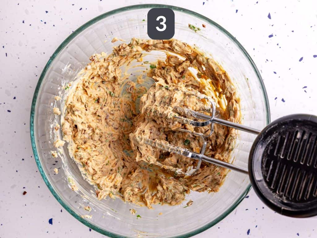 Vegan Stuffed Celery Step 3 - add the remaining ingredients and whip again