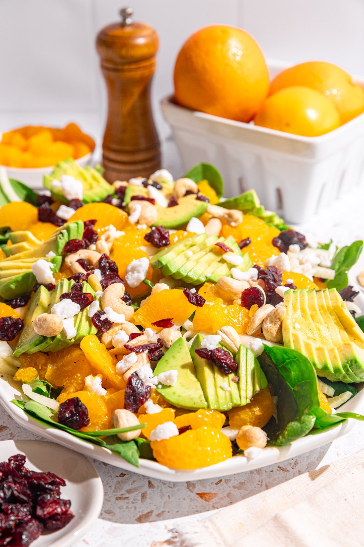 A platter of mandarin orange salad.