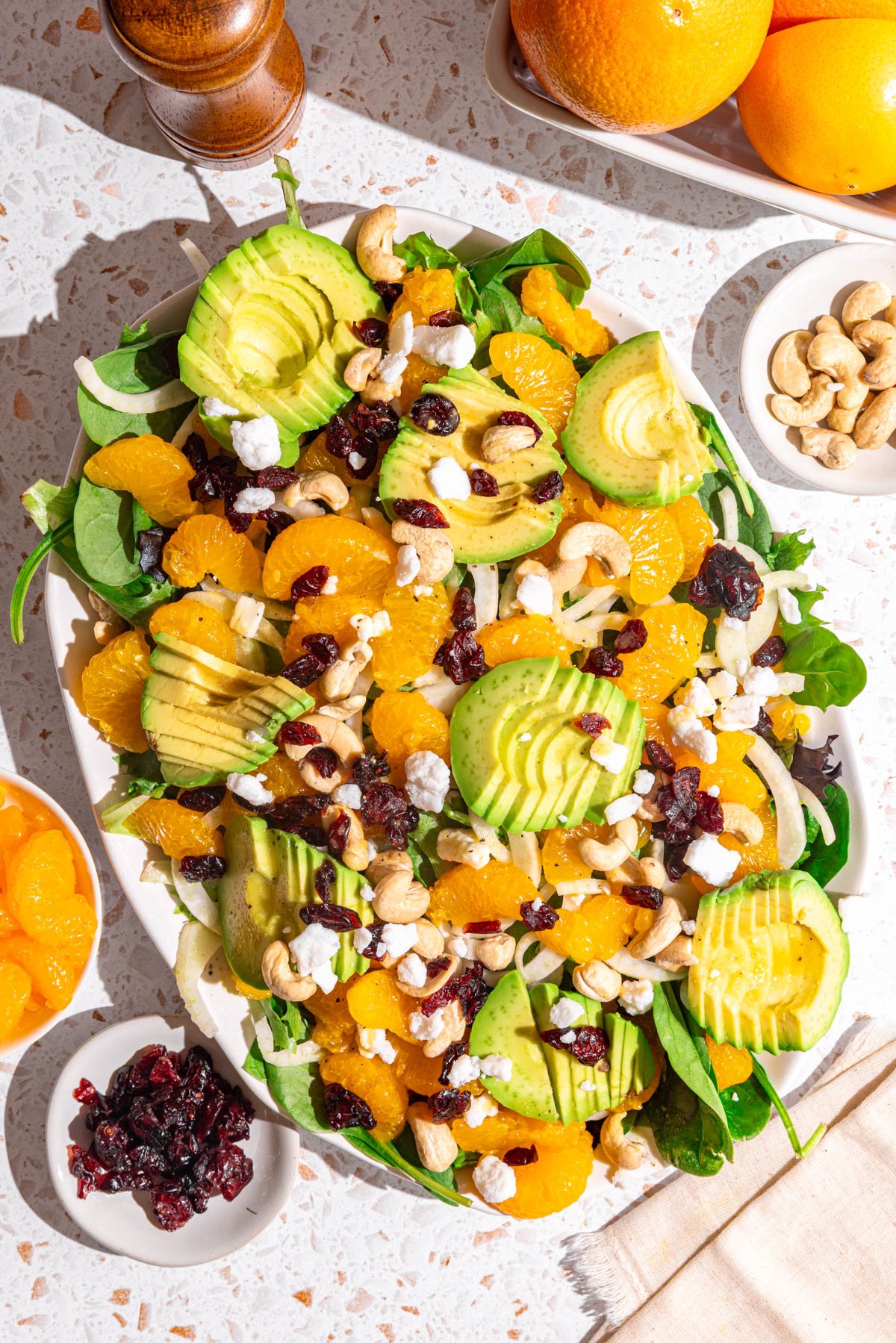 A platter of mandarin orange salad.