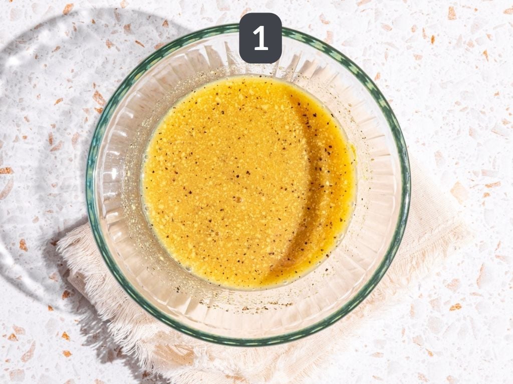 Mandarin orange salad step 1 - whisk the dressing.