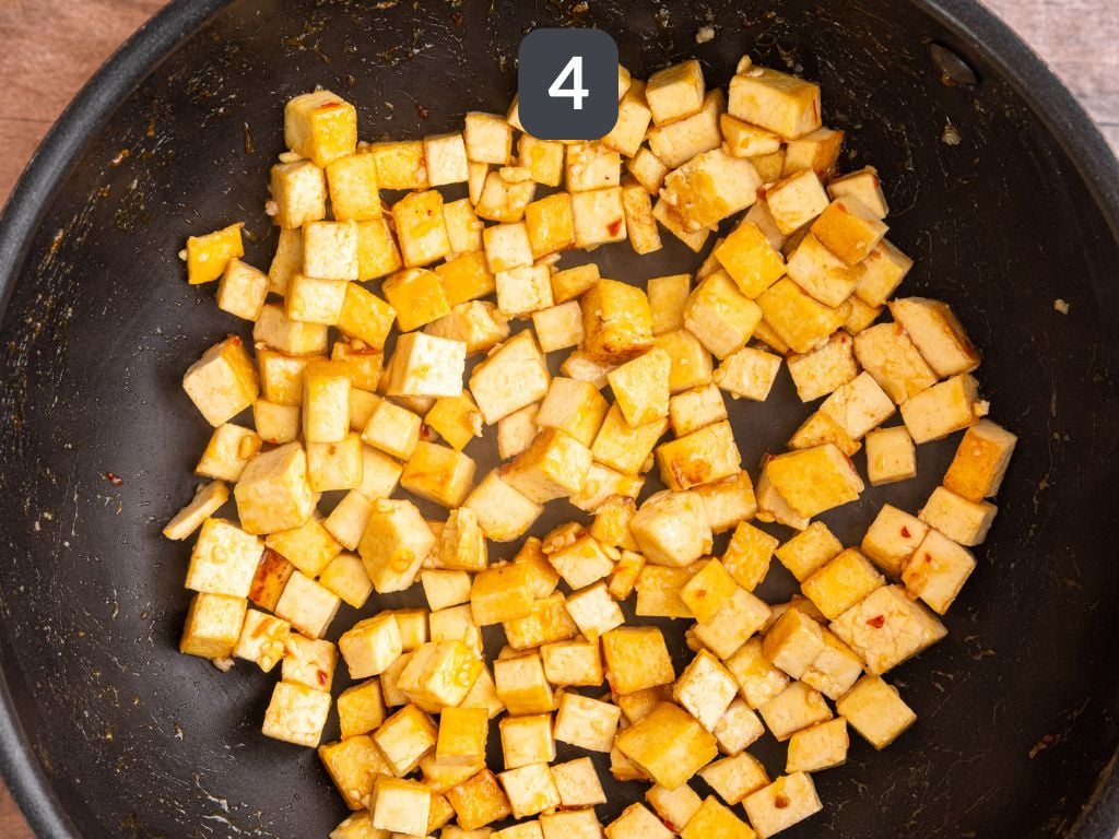 Sweet Chili Tofu Step 4 - add some sweet chili sauce.