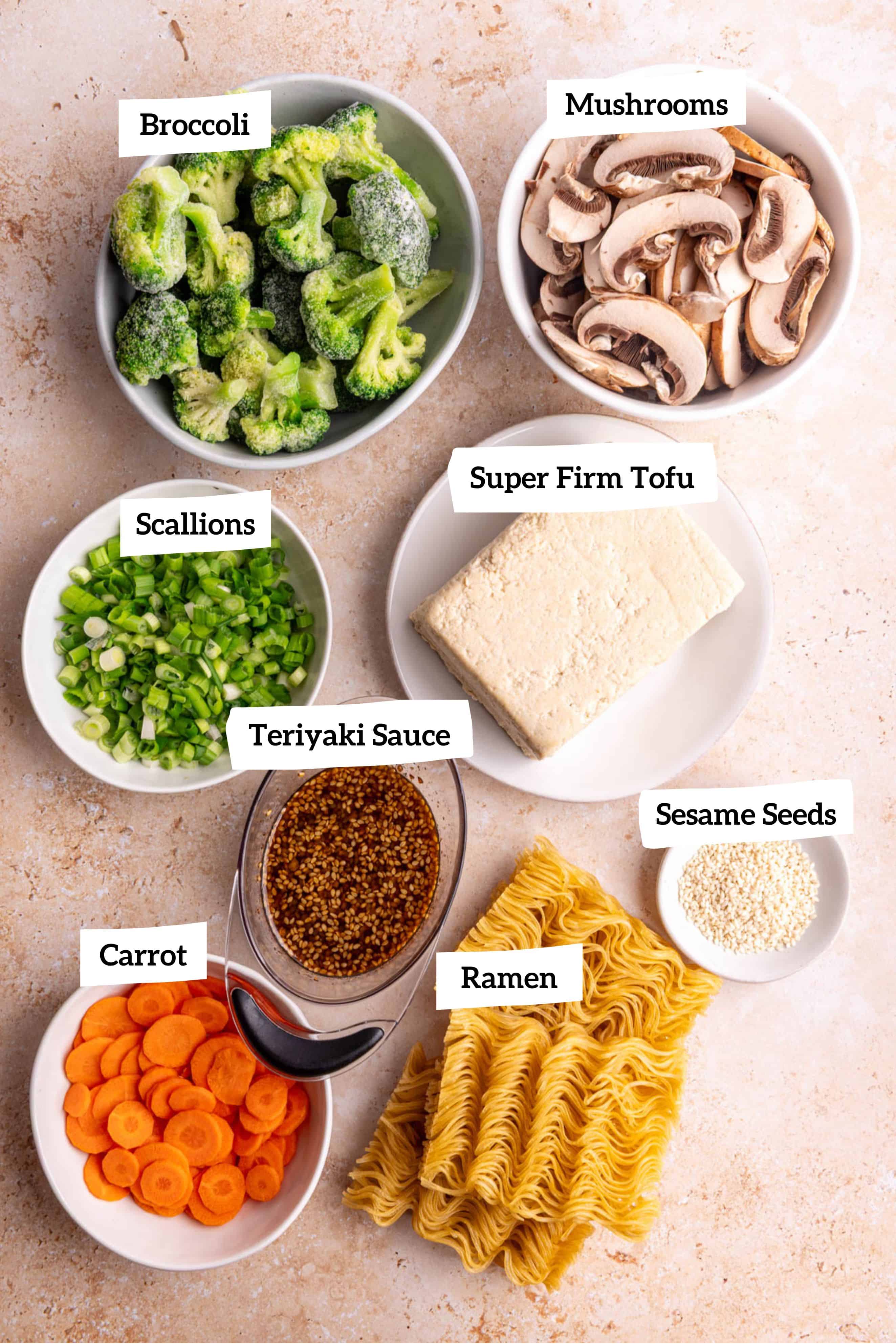 Vegan Teriyaki Noodle Bowl Ingredients