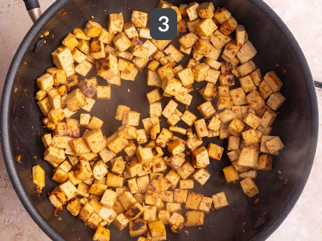 Vegan Teriyaki Noodle Bowl Step 3 - add the teriyaki sauce.