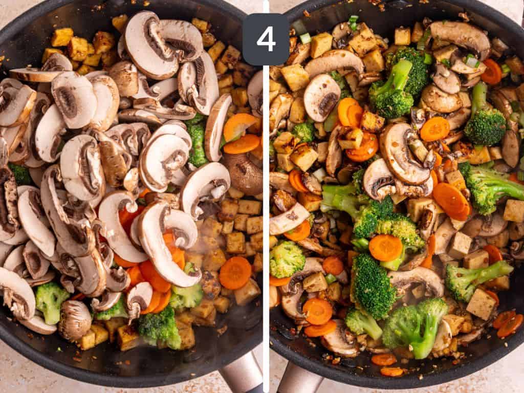 Vegan Teriyaki Noodle Bowl Step 4 - add the vegetables and more teriyaki sauce.