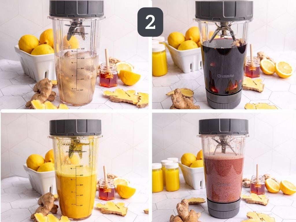 Ginger shots step 2 - blend all the ingredients.