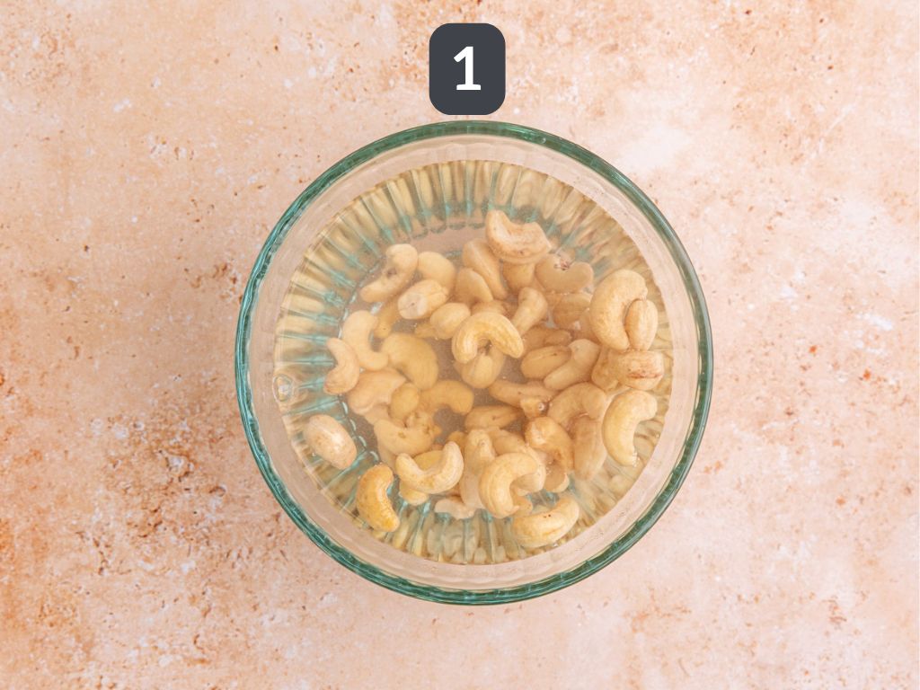 Vegan Potato Leek Soup Step 1 - soak the cashews