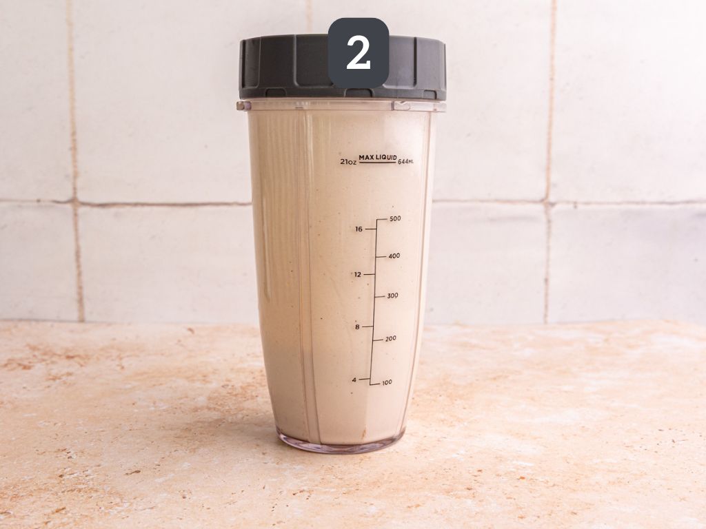 Vegan Potato Leek Soup Step 2 - blend the cashews and milk