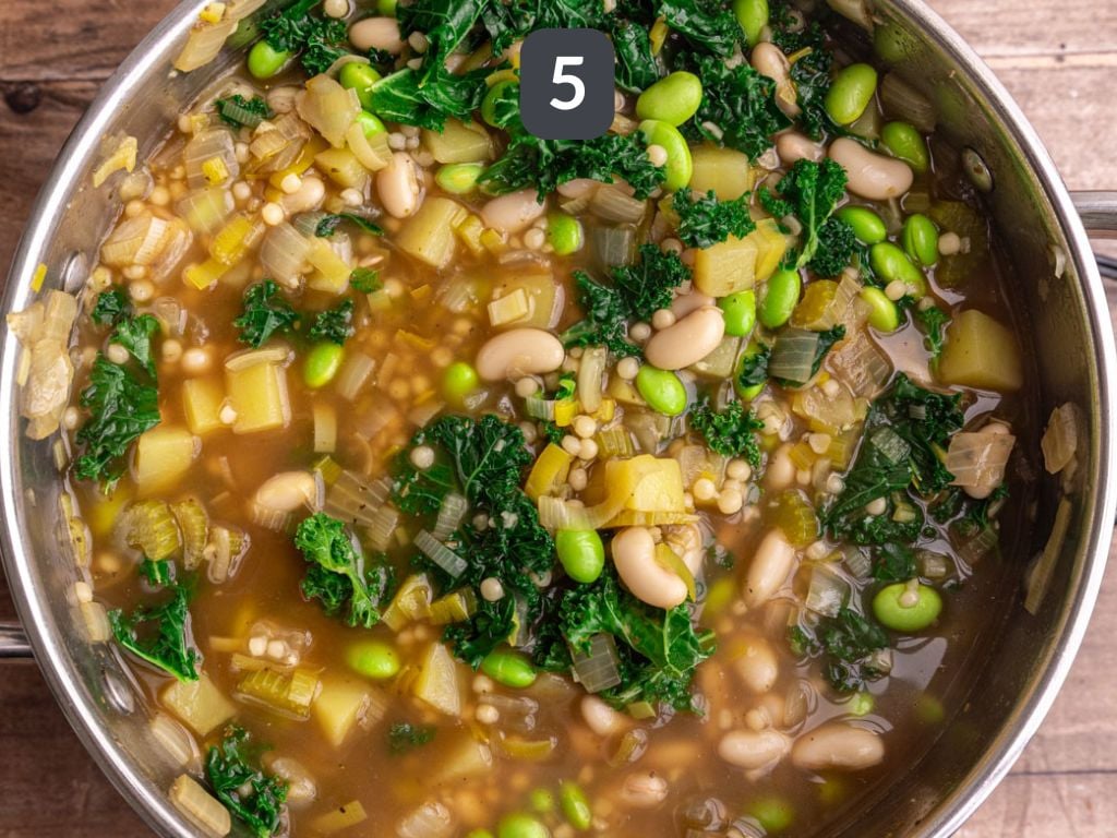 White Minestrone Step 5 - stir in the beans and kale.