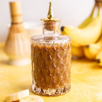 A jar of banana syrup.