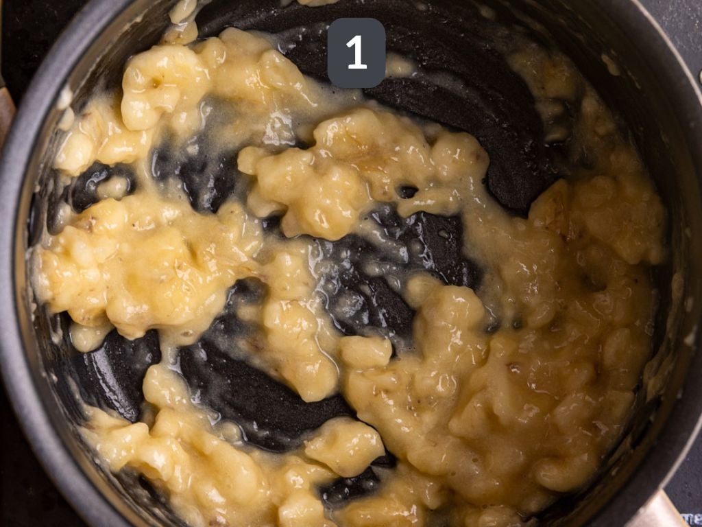 Banana Simple Syrup Step 1 - mash the banana.