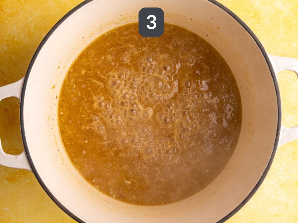 Creamy Lemon Orzo Step 3 - add the broth and boil