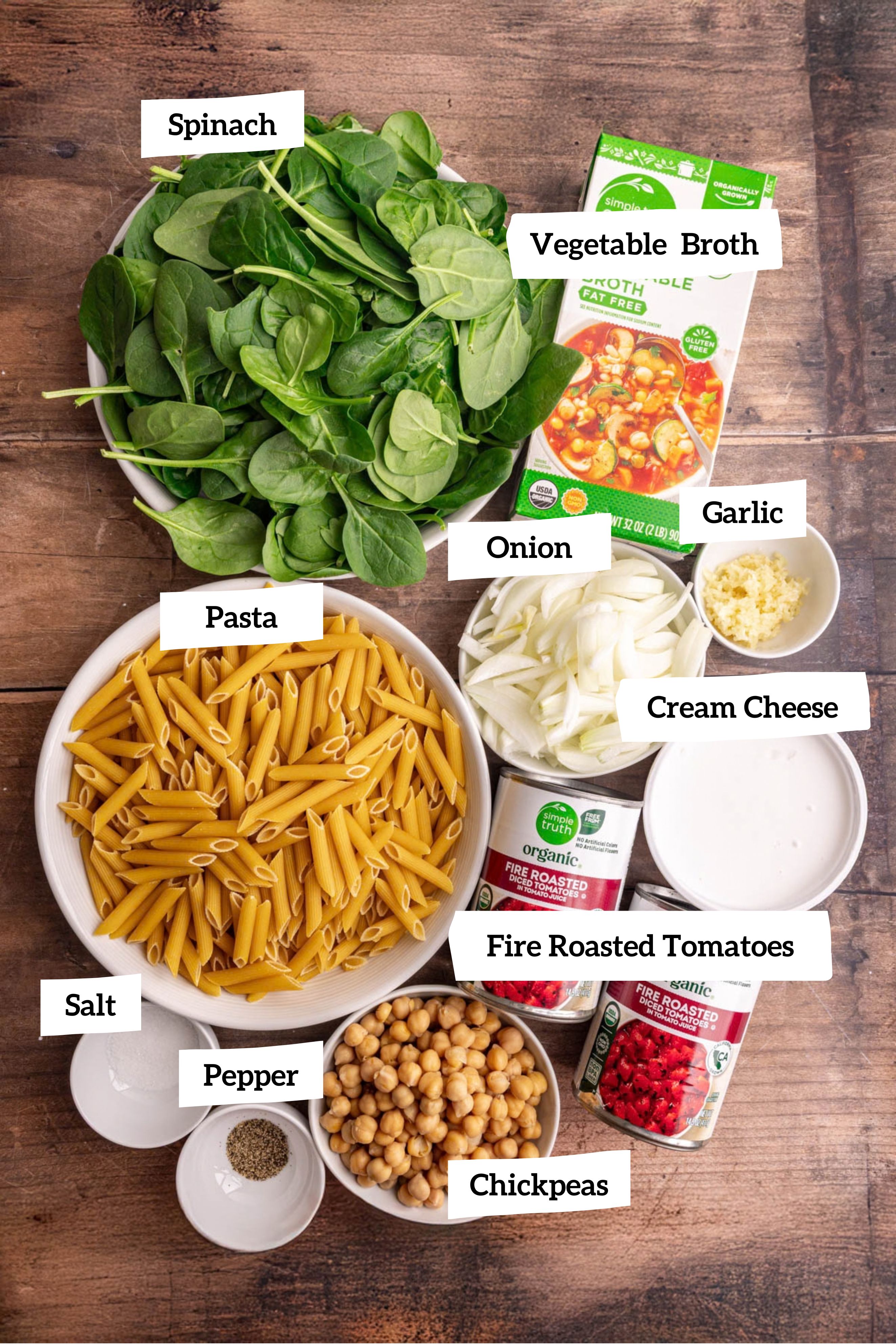 One pot creamy tomato pasta ingredients