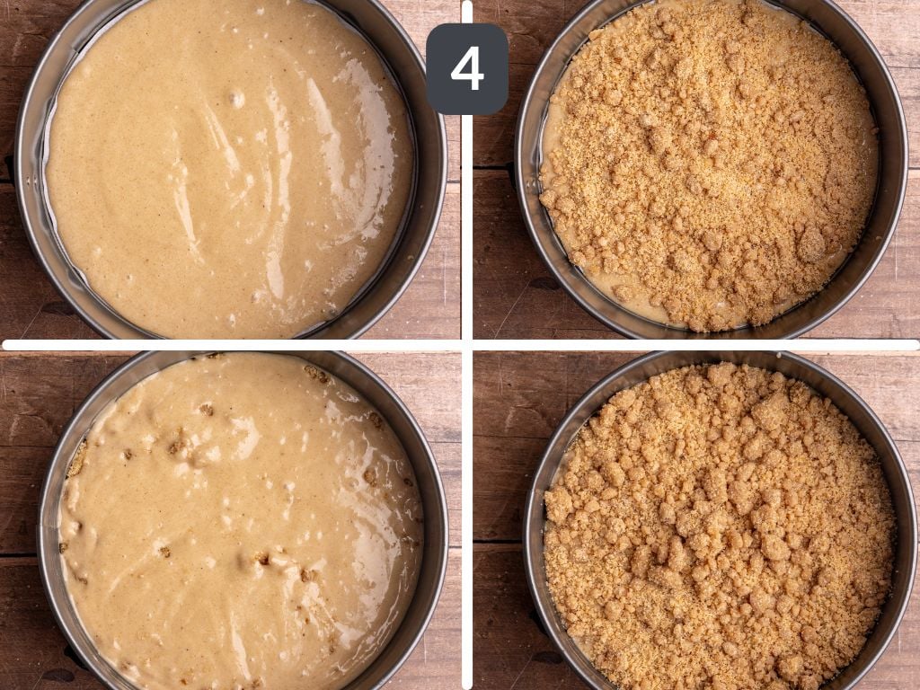 Vegan Cinnamon Streusel Coffee Cake Step 4 - layer the batter and streusel