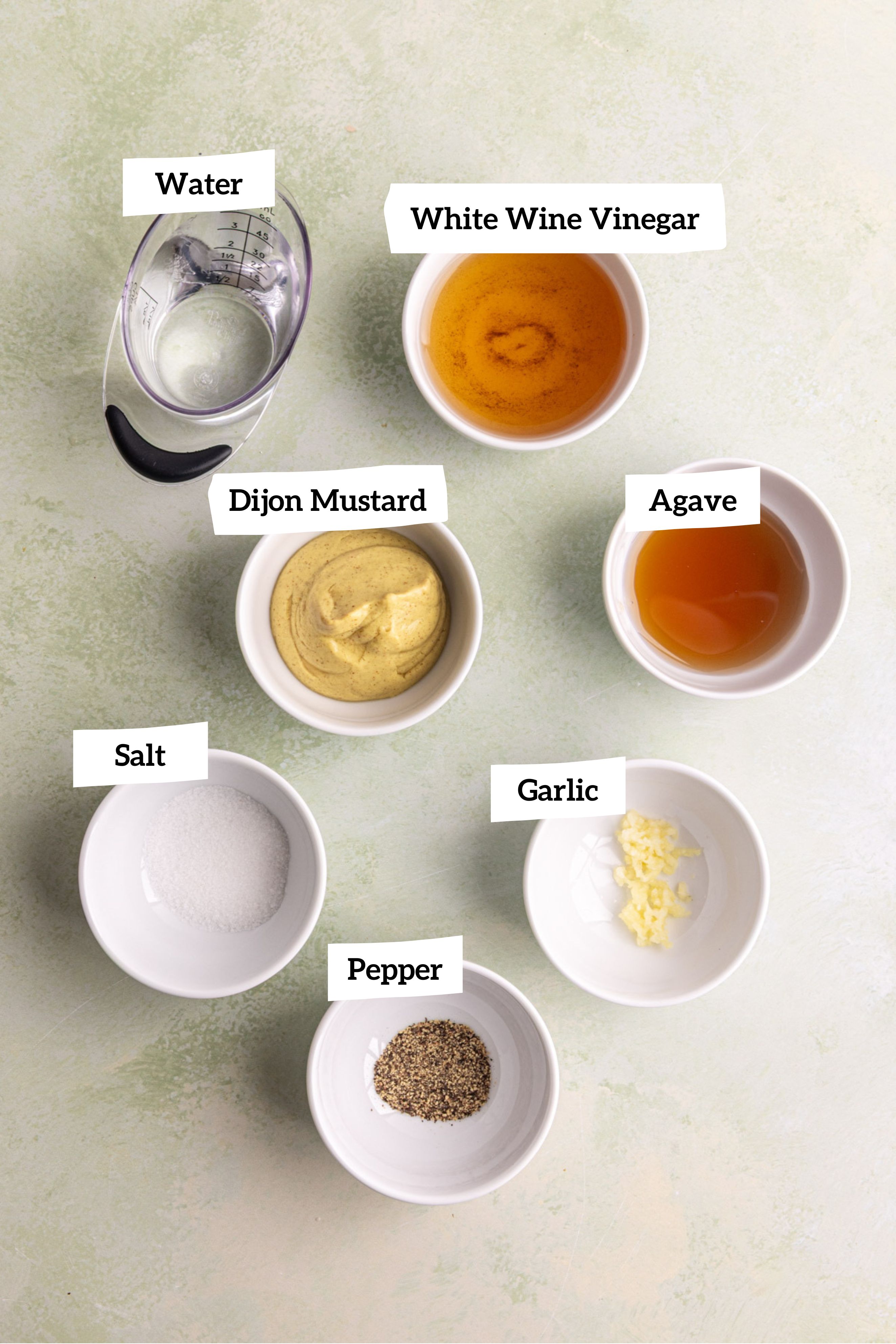 Vegan Nicoise salad, dressing ingredients.