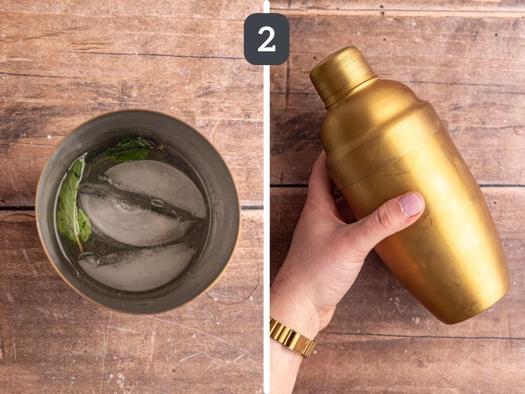 Ginger Mojito Mocktail Step 2 - add the grape juice, lime juice, and molasses and mix.