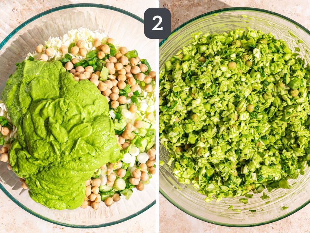 Green goddess salad step 2 - mix the salad